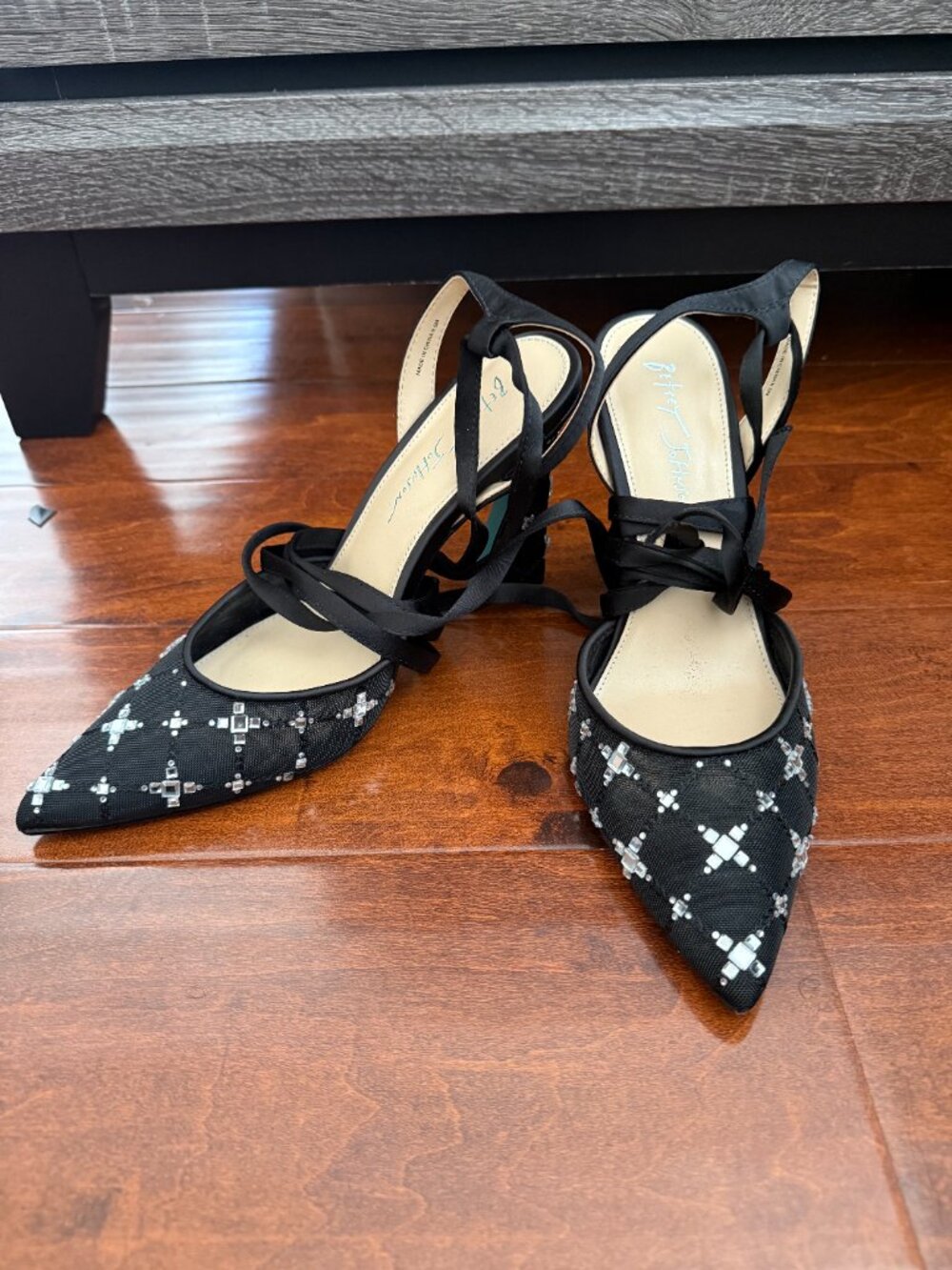 Betsy Johnson Black Jeweled Heels - Picture 3 of 4